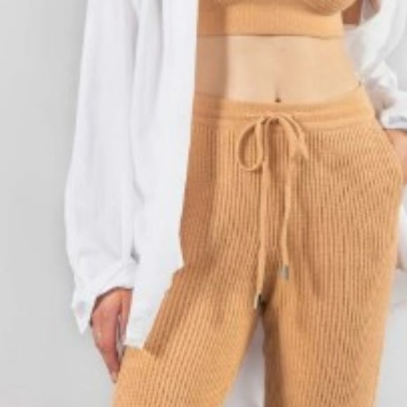 Jonathan Simkhai - Ribbed-knit track pants Butterscotch, XS - Picture 5 of 6